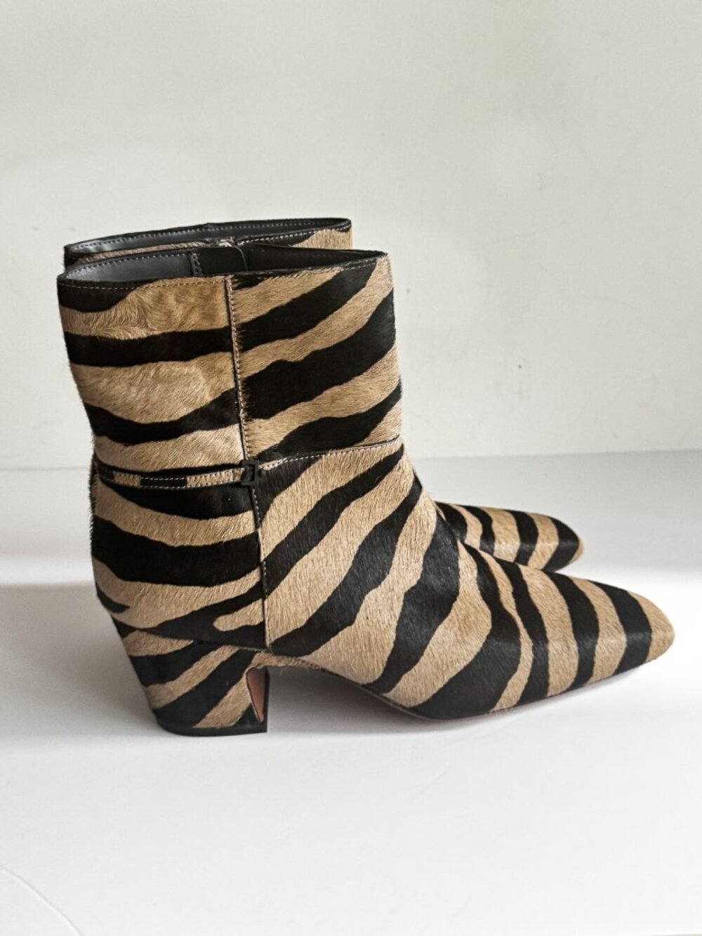 Franco Sarto L-Saydie2 Leather Bootie Cow Skin Zebra Print 11